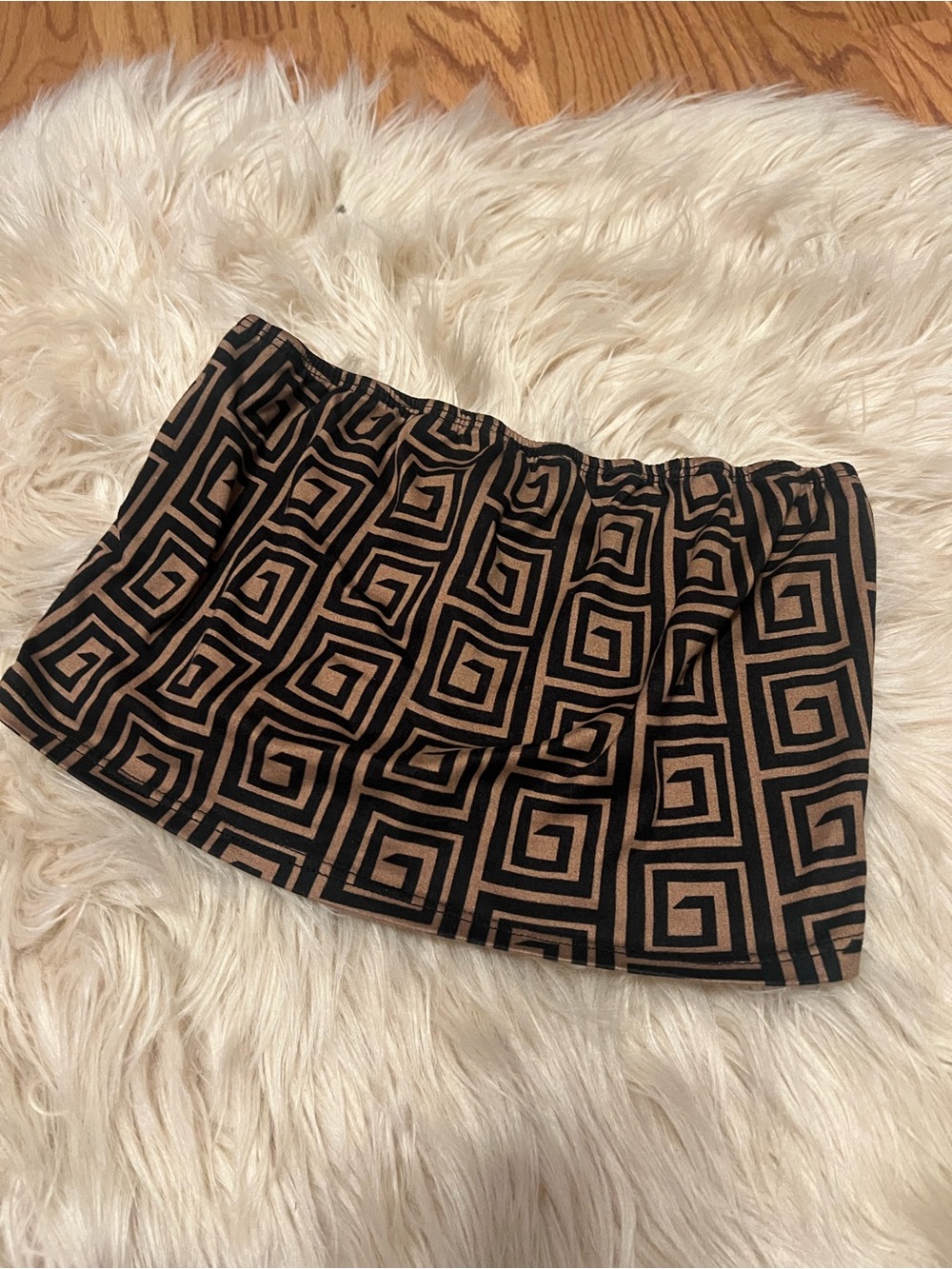 Geometric Print tube top  in Black and Tan